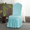 Reador por atacado Polyster Ruffle Stretch Spandex Chair com rodapé para festa de banquete ou casamento